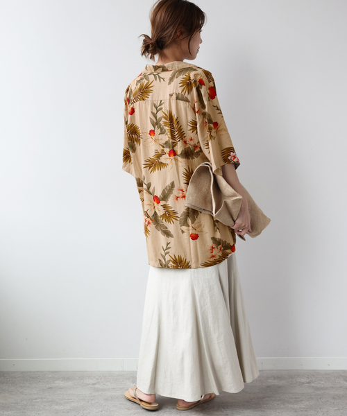 TWO PALMS（トゥーパームス）の「《追加》【TWO PALMS / トゥーパームス】アロハシャツ（シャツ/ブラウス・レディース・ベージュ/オレンジ/ブルー・FREE）」の6枚目の写真