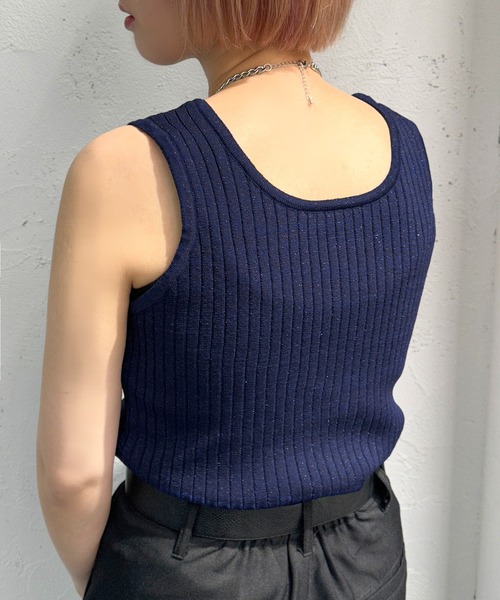 apres jour mignon（アプレジュールミニョン）の「２WAYラメニットタンクトップ【ZOZOTOWN限定アイテム】（タンクトップ・レディース・オフホワイト/ブラック/ブルー・X-LARGE/フリー）」の18枚目の写真