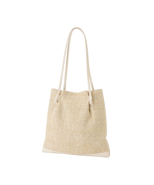 NAVY(ネイビー)の「雑材風コンビトートバッグ(トートバッグ・レディース・ベージュ/アイボリー/ブラック・フリー)」の5枚目の写真