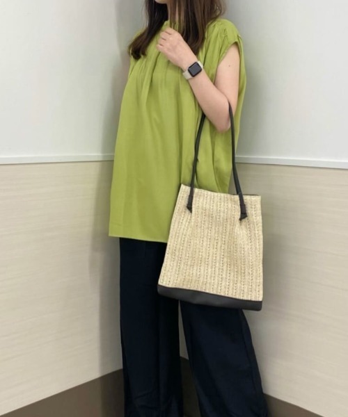 NAVY(ネイビー)の「雑材風コンビトートバッグ(トートバッグ・レディース・ベージュ/アイボリー/ブラック・フリー)」の18枚目の写真