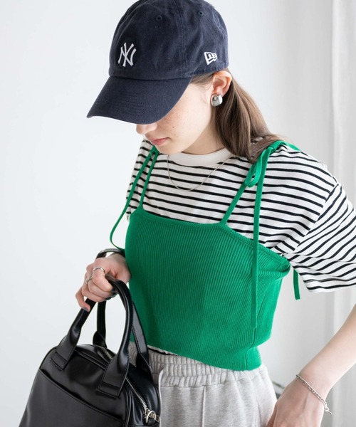 WEGO(ウィゴー)の「WEGO/カラーニットビスチェ(キャミソール・レディース・グリーン/ブラック/オフホワイト/ブルー/ブラウン・FREE)」の4枚目の写真