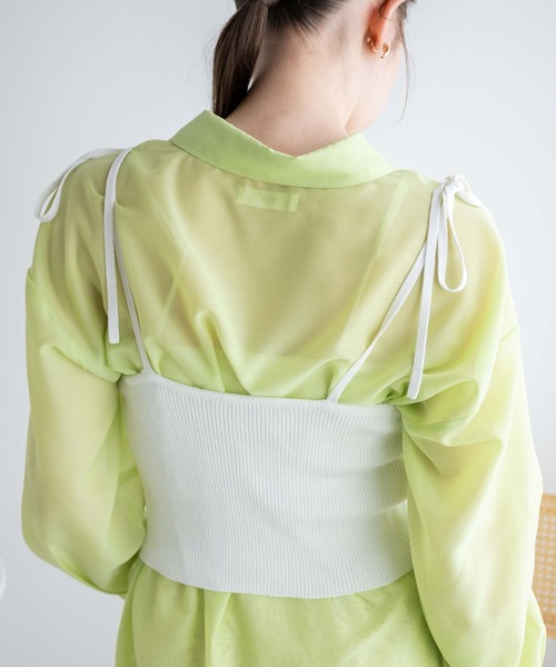 WEGO(ウィゴー)の「WEGO/カラーニットビスチェ(キャミソール・レディース・グリーン/ブラック/オフホワイト/ブルー/ブラウン・FREE)」の13枚目の写真