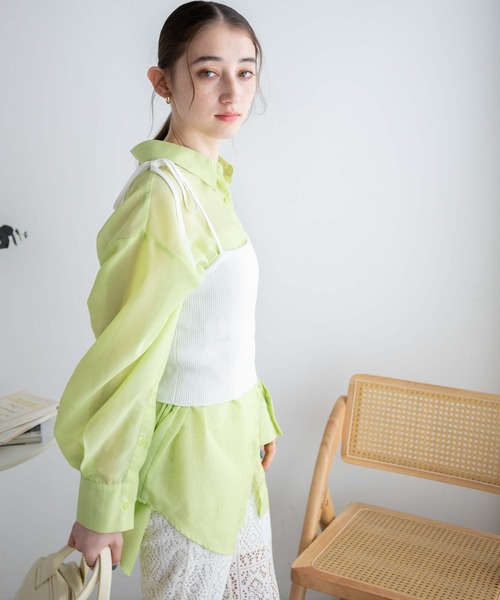 WEGO(ウィゴー)の「WEGO/カラーニットビスチェ(キャミソール・レディース・グリーン/ブラック/オフホワイト/ブルー/ブラウン・FREE)」の14枚目の写真