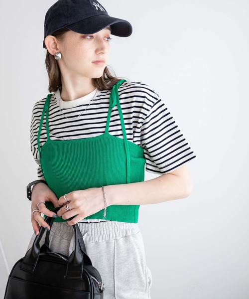 WEGO(ウィゴー)の「WEGO/カラーニットビスチェ(キャミソール・レディース・グリーン/ブラック/オフホワイト/ブルー/ブラウン・FREE)」の20枚目の写真