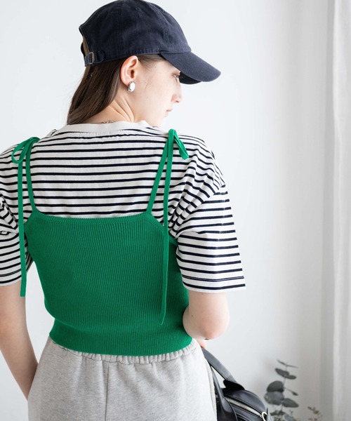 WEGO(ウィゴー)の「WEGO/カラーニットビスチェ(キャミソール・レディース・グリーン/ブラック/オフホワイト/ブルー/ブラウン・FREE)」の21枚目の写真