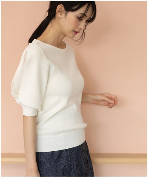 ドライタッチデザインスリーブニット【接触冷感/洗濯機洗い可】