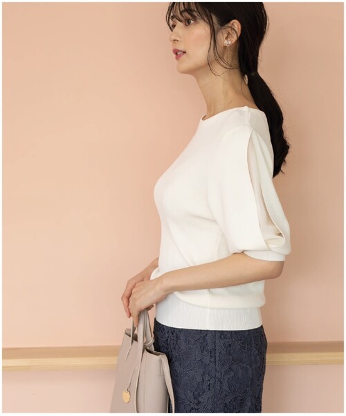 ドライタッチデザインスリーブニット【接触冷感/洗濯機洗い可】