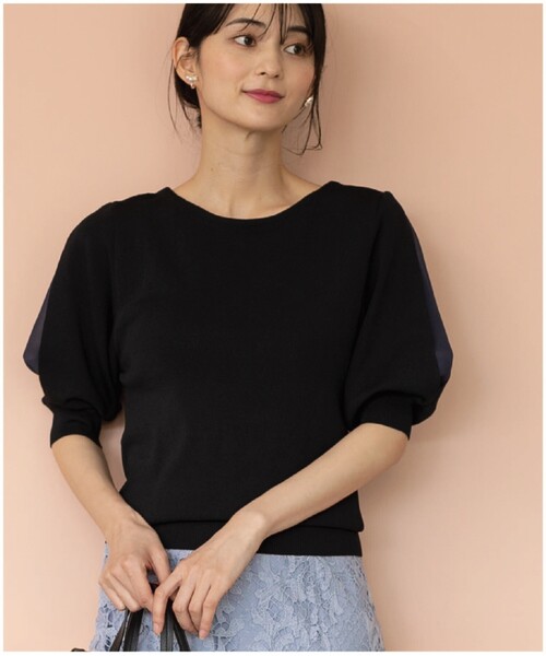 ドライタッチデザインスリーブニット【接触冷感/洗濯機洗い可】