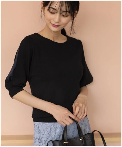 ドライタッチデザインスリーブニット【接触冷感/洗濯機洗い可】