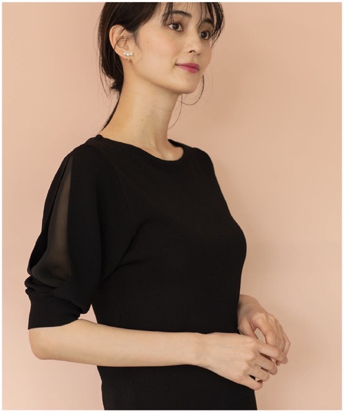 ドライタッチデザインスリーブニット【接触冷感/洗濯機洗い可】