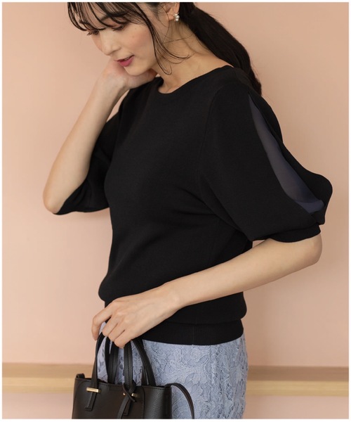 ドライタッチデザインスリーブニット【接触冷感/洗濯機洗い可】