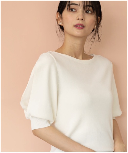 ドライタッチデザインスリーブニット【接触冷感/洗濯機洗い可】