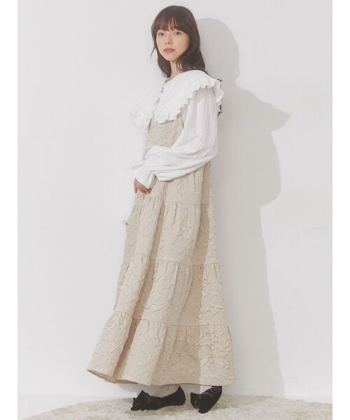 merry jenny（メリージェニー）の「rumpleティアードキャミワンピース（ワンピース・レディース・ブラック/ラベンダー/ベージュ・FREE）」の9枚目の写真