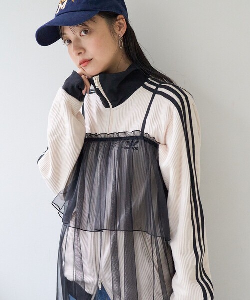 FREAK'S STORE（フリークスストア）の「チュールフリルワンピース / シアーワンピース（ワンピース・レディース・ブラック/オフホワイト/ベージュ・ﾌﾘ-）」の3枚目の写真