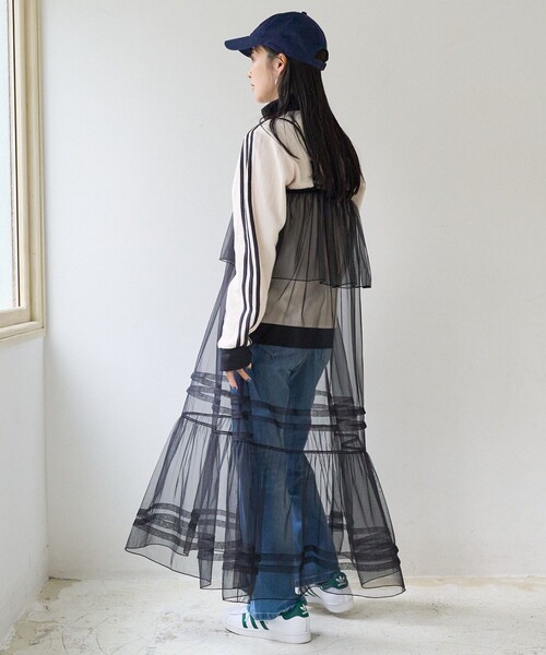 FREAK'S STORE（フリークスストア）の「チュールフリルワンピース / シアーワンピース（ワンピース・レディース・ブラック/オフホワイト/ベージュ・ﾌﾘ-）」の13枚目の写真