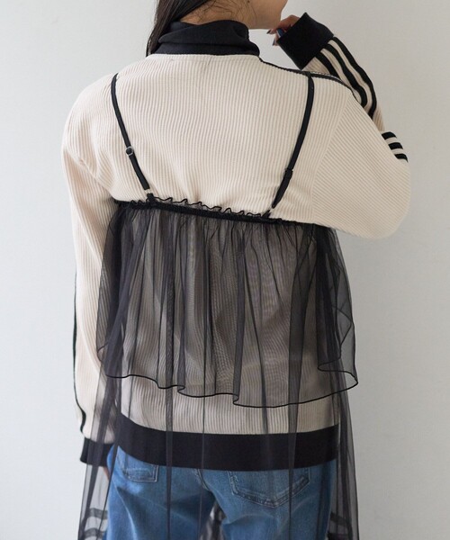 FREAK'S STORE（フリークスストア）の「チュールフリルワンピース / シアーワンピース（ワンピース・レディース・ブラック/オフホワイト/ベージュ・ﾌﾘ-）」の12枚目の写真