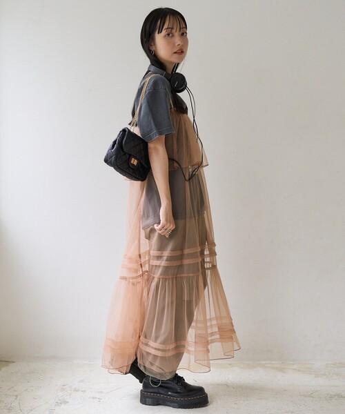 Treat Ürself シアーフリルワンピース セール】シアー フリルロングワンピース / Sheer Frill Long