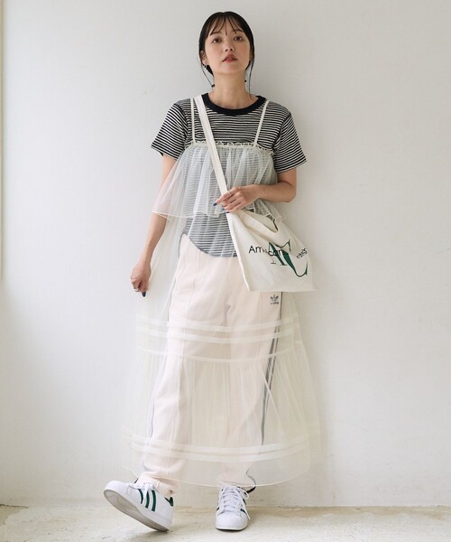 FREAK'S STORE（フリークスストア）の「チュールフリルワンピース / シアーワンピース（ワンピース・レディース・ブラック/オフホワイト/ベージュ・ﾌﾘ-）」の21枚目の写真