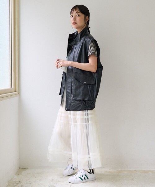 FREAK'S STORE（フリークスストア）の「チュールフリルワンピース / シアーワンピース（ワンピース・レディース・ブラック/オフホワイト/ベージュ・ﾌﾘ-）」の17枚目の写真