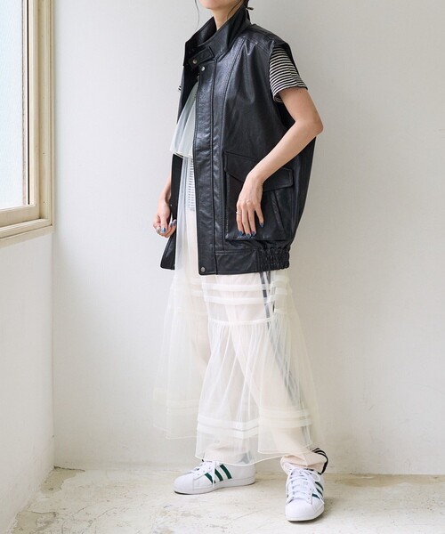 FREAK'S STORE（フリークスストア）の「チュールフリルワンピース / シアーワンピース（ワンピース・レディース・ブラック/オフホワイト/ベージュ・ﾌﾘ-）」の16枚目の写真