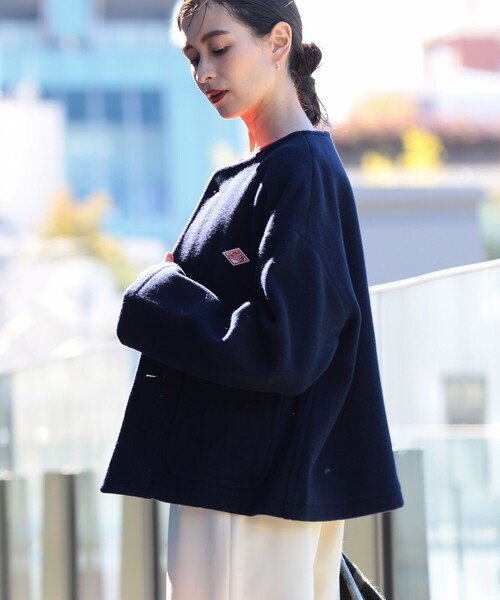 Ray BEAMS（レイビームス）の「DANTON / ウール ライト パイル ノーカラー ジャケット（ノーカラージャケット・レディース・ネイビー・38/36）」の5枚目の写真