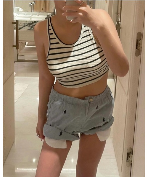epine（エピヌ）の「e cup in tank top （5color）（タンクトップ・レディース・グレー/ピンク/ブラック/ネイビー/ホワイト・FREE）」の9枚目の写真
