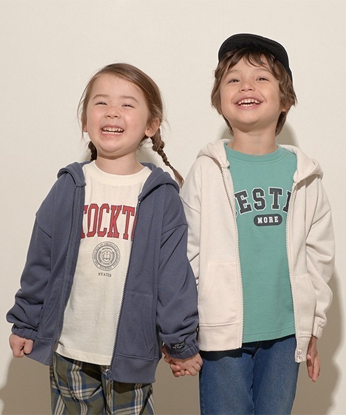 b・ROOM(ビールーム)の「【万能アイテム】ドロップシンプルジップパーカ(Tシャツ/カットソー・キッズ・ネイビー/チャコール/ピンク/モスグリーン/アイボリー/ベージュ・150cm/140cm/110cm/100cm/120cm/130cm)」の7枚目の写真
