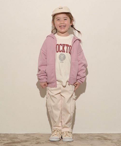 b・ROOM(ビールーム)の「【万能アイテム】ドロップシンプルジップパーカ(Tシャツ/カットソー・キッズ・ネイビー/チャコール/ピンク/モスグリーン/アイボリー/ベージュ・150cm/140cm/110cm/100cm/120cm/130cm)」の15枚目の写真