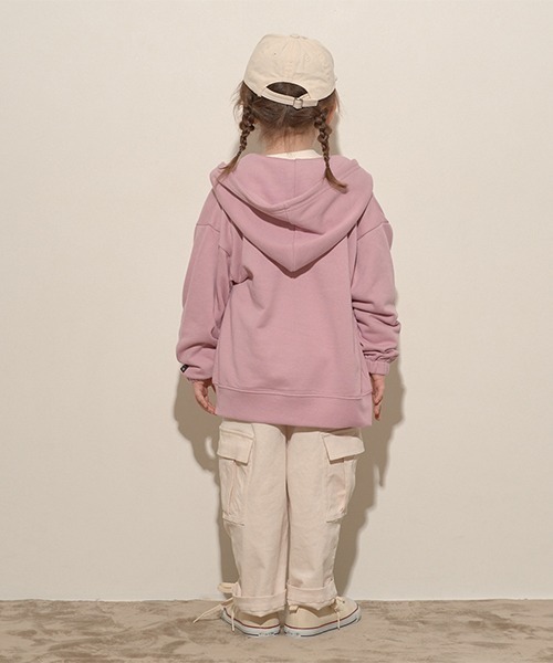 b・ROOM(ビールーム)の「【万能アイテム】ドロップシンプルジップパーカ(Tシャツ/カットソー・キッズ・ネイビー/チャコール/ピンク/モスグリーン/アイボリー/ベージュ・150cm/140cm/110cm/100cm/120cm/130cm)」の16枚目の写真