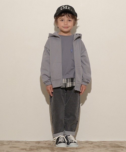 b・ROOM(ビールーム)の「【万能アイテム】ドロップシンプルジップパーカ(Tシャツ/カットソー・キッズ・ネイビー/チャコール/ピンク/モスグリーン/アイボリー/ベージュ・150cm/140cm/110cm/100cm/120cm/130cm)」の11枚目の写真