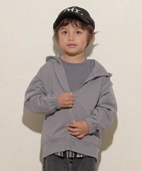 b・ROOM(ビールーム)の「【万能アイテム】ドロップシンプルジップパーカ(Tシャツ/カットソー・キッズ・ネイビー/チャコール/ピンク/モスグリーン/アイボリー/ベージュ・150cm/140cm/110cm/100cm/120cm/130cm)」の10枚目の写真