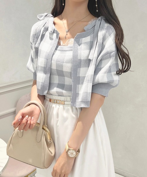 apres jour(アプレジュール)の「チェックニットアンサンブル【ZOZOTOWN限定アイテム】(アンサンブル・レディース・ブラック/ピンク/レッド/ブルー・X-LARGE/フリー)」の15枚目の写真
