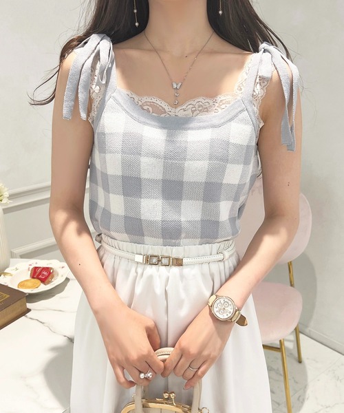 apres jour(アプレジュール)の「チェックニットアンサンブル【ZOZOTOWN限定アイテム】(アンサンブル・レディース・ブラック/ピンク/レッド/ブルー・X-LARGE/フリー)」の11枚目の写真