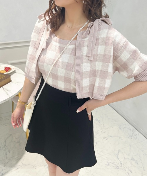 apres jour（アプレジュール）の「チェックニットアンサンブル