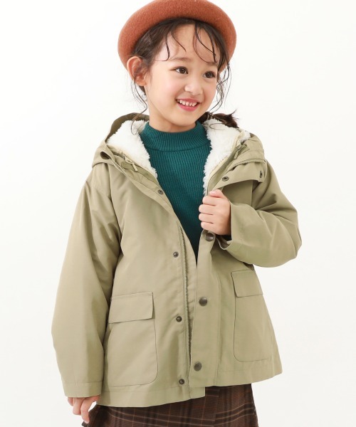 devirock（デビロック）の「洗える 3WAYマウンテンパーカー（マウンテンパーカー・キッズ・スミクロ/ベージュ系1・110cm/120cm/100cm/150cm/130cm/160cm/140cm）」の2枚目の写真