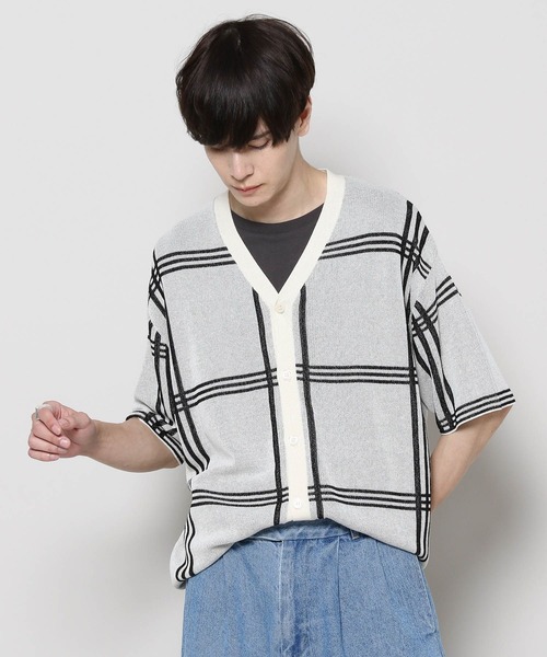 3.3 Field Trip （3.3フィールドトリップ）の「3.3 Field Trip／チェックカーデガン 2976943（カーディガン/ボレロ・メンズ・ブラック/ライトブルー/ホワイト・FREE）」の18枚目の写真
