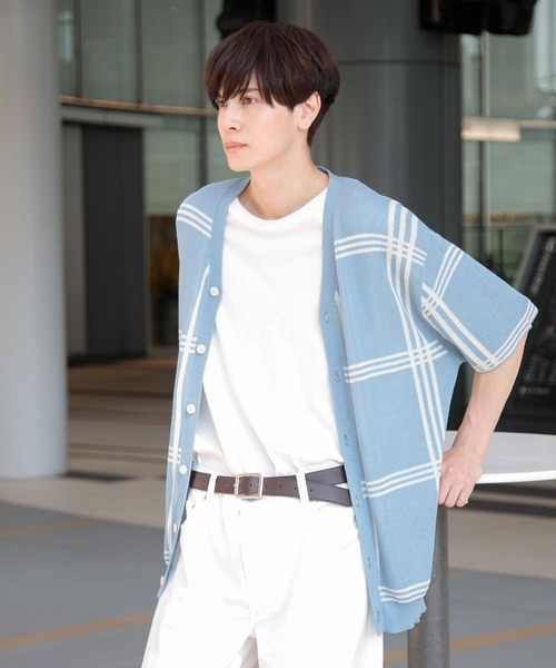 3.3 Field Trip （3.3フィールドトリップ）の「3.3 Field Trip／チェックカーデガン 2976943（カーディガン/ボレロ・メンズ・ブラック/ライトブルー/ホワイト・FREE）」の6枚目の写真