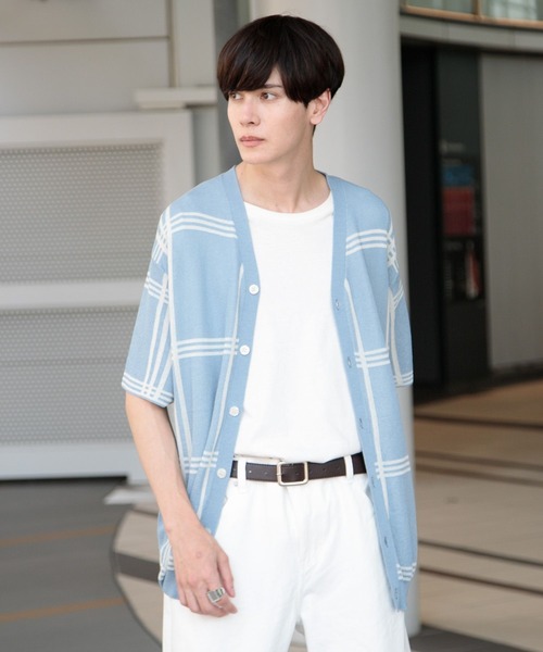 3.3 Field Trip （3.3フィールドトリップ）の「3.3 Field Trip／チェックカーデガン 2976943（カーディガン/ボレロ・メンズ・ブラック/ライトブルー/ホワイト・FREE）」の7枚目の写真