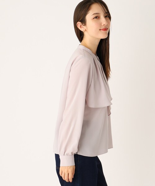 index(インデックス)の「◆バンドカラーラッフルフリルブラウス【防シワ/イージーアイロン/洗濯機洗い可】(シャツ/ブラウス・レディース・ピンク/ブラック系1/オフホワイト/チャコールグレー・36/38/40/42)」の16枚目の写真