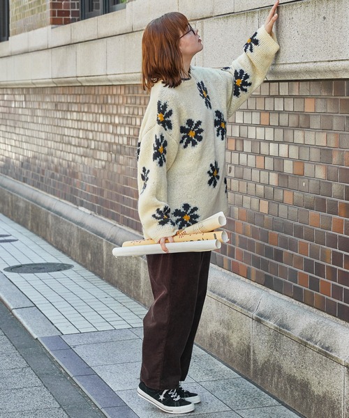 MONO-MART LADY'S（モノマートレディース）の「ヴィンテージライク ランダムフラワー ジャガ―ドニットプルオーバー（ニット/セーター・レディース・アイボリー/ネイビー/ボルドー・FREE）」の11枚目の写真