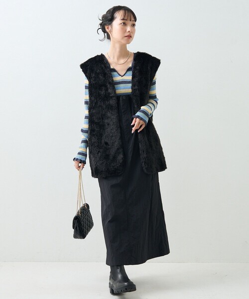 UTAA ブラックファーベスト　S ZARA ブラック フェイクファーベスト Sサイズ - メルカリ