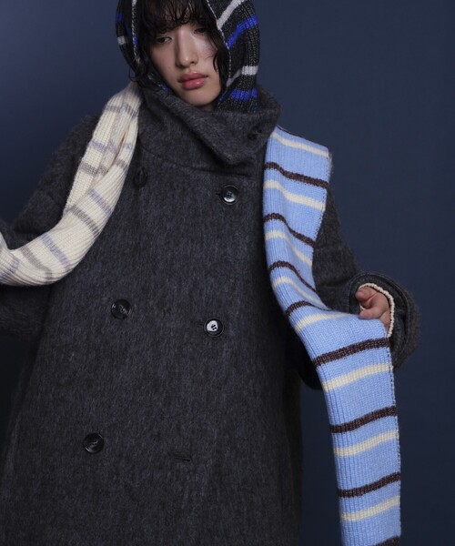 Firsthand（ファーストハンド）の「Firsthand/ファーストハンド マルチボーダーマフラー/マルチボーダーマフラー（マフラー・レディース・オフホワイト/サックスブルー/ピンク/ブラック・ONE SIZE）」の5枚目の写真