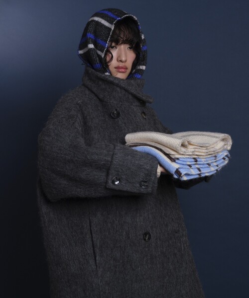 Firsthand（ファーストハンド）の「Firsthand/ファーストハンド マルチボーダーマフラー/マルチボーダーマフラー（マフラー・レディース・オフホワイト/サックスブルー/ピンク/ブラック・ONE SIZE）」の8枚目の写真