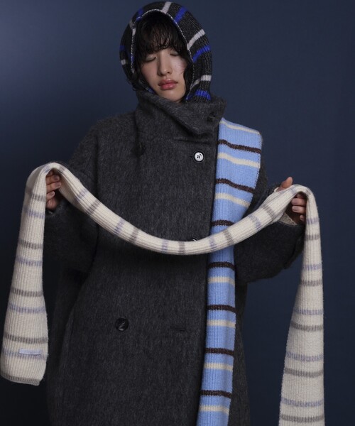 Firsthand（ファーストハンド）の「Firsthand/ファーストハンド マルチボーダーマフラー/マルチボーダーマフラー（マフラー・レディース・オフホワイト/サックスブルー/ピンク/ブラック・ONE SIZE）」の9枚目の写真