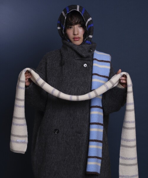 Firsthand（ファーストハンド）の「Firsthand/ファーストハンド マルチボーダーマフラー/マルチボーダーマフラー（マフラー・レディース・オフホワイト/サックスブルー/ピンク/ブラック・ONE SIZE）」の10枚目の写真