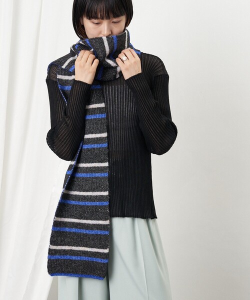 Firsthand（ファーストハンド）の「Firsthand/ファーストハンド マルチボーダーマフラー/マルチボーダーマフラー（マフラー・レディース・オフホワイト/サックスブルー/ピンク/ブラック・ONE SIZE）」の15枚目の写真