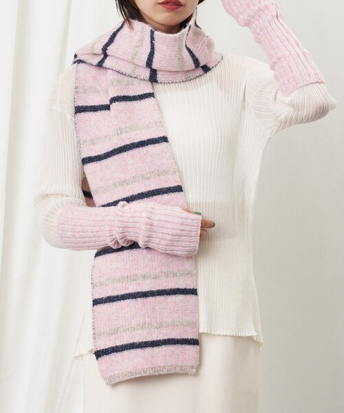 Firsthand（ファーストハンド）の「Firsthand/ファーストハンド マルチボーダーマフラー/マルチボーダーマフラー（マフラー・レディース・オフホワイト/サックスブルー/ピンク/ブラック・ONE SIZE）」の17枚目の写真