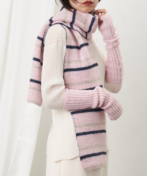 Firsthand（ファーストハンド）の「Firsthand/ファーストハンド マルチボーダーマフラー/マルチボーダーマフラー（マフラー・レディース・オフホワイト/サックスブルー/ピンク/ブラック・ONE SIZE）」の22枚目の写真