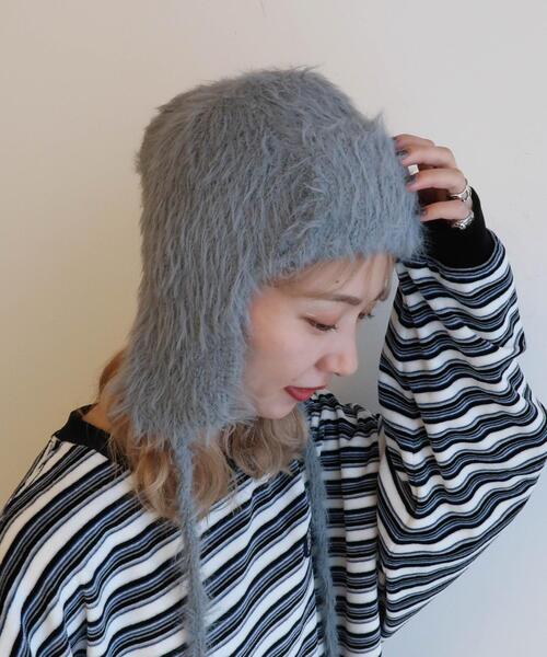 WEGO（ウィゴー）の「WEGO/シャギーイヤーフラップニットキャップ（ニットキャップ/ビーニー・レディース・グレー/オフホワイト/ブラック/ライトピンク・FREE）」の3枚目の写真