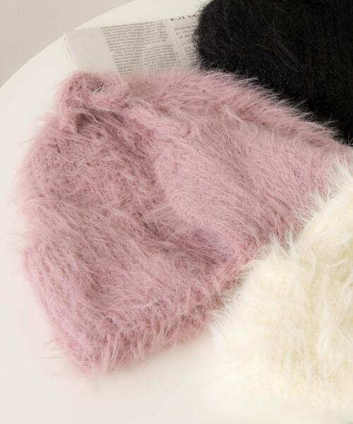 WEGO（ウィゴー）の「WEGO/シャギーイヤーフラップニットキャップ（ニットキャップ/ビーニー・レディース・グレー/オフホワイト/ブラック/ライトピンク・FREE）」の4枚目の写真